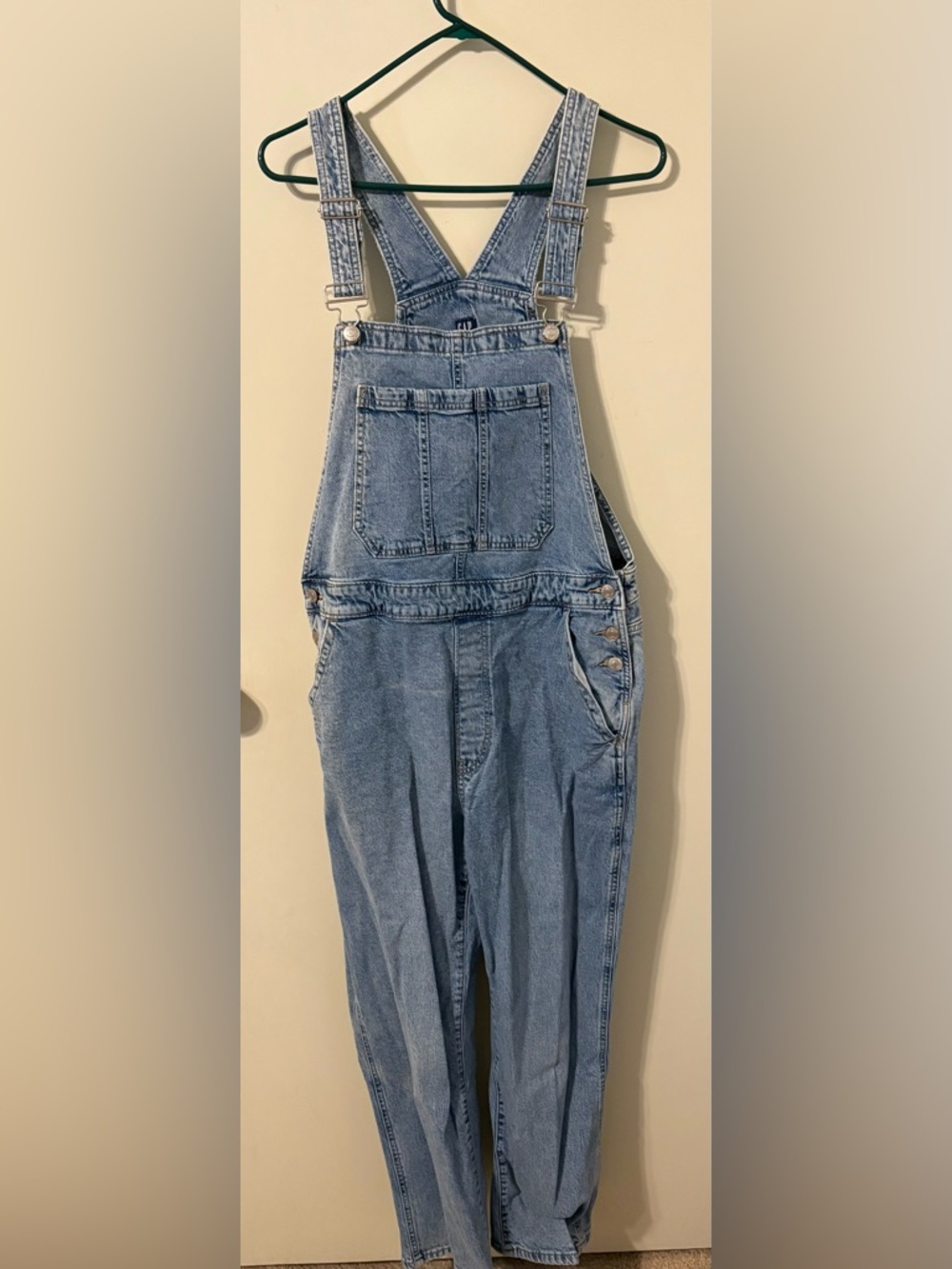 GAP Relaxed Fit Denim Overalls Light Wash Blue size large almost new